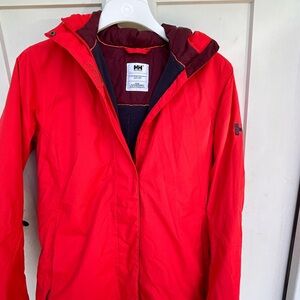 Helly Hansen Red Hooded Ski Jacket with Contrast Lining